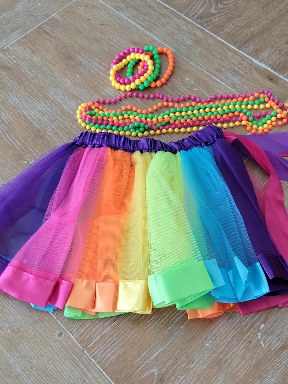 Girl's Large Rainbow Tutu Skirt Costume Necklaces/bracelets Leg Warmer Glasses